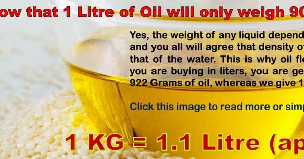 1 KG of oil is equal to 1100 ML | GheeStore