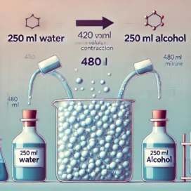 An Illustration Showing The Mixing Of 250 Ml Of Water And 250 Ml Of Alcohol
